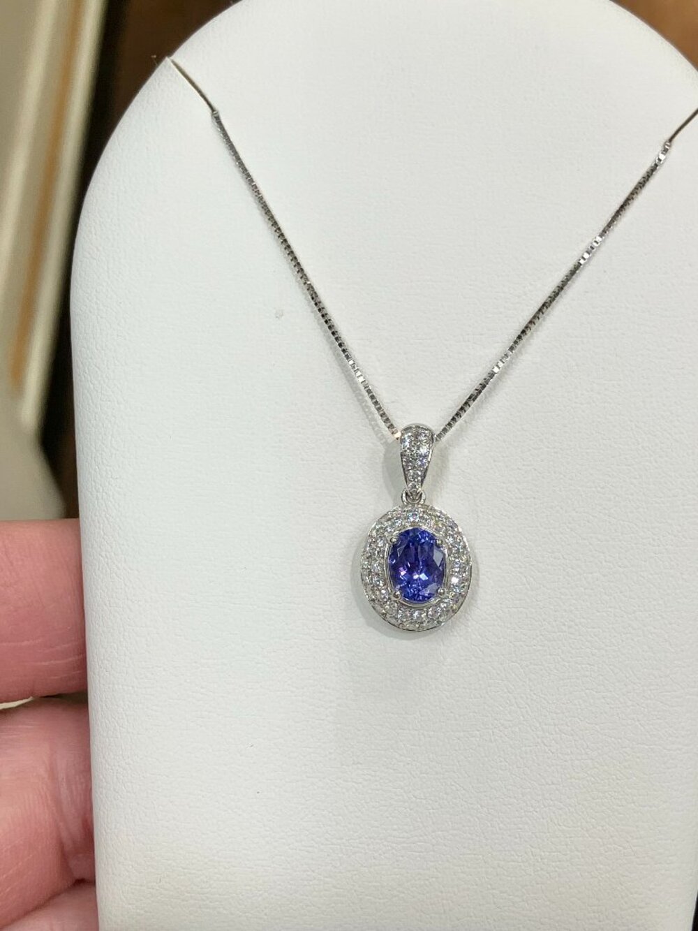 Tanzanite And Natural Diamond Pendant